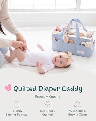 Lily Miles Baby Diaper Caddy Organizer, Quilted Nursery Storage Organizer for Newborn Essentials and Diaper Changing Station, Gift for Baby Shower and Registry Must-Have (Baby Breeze) - Image 2