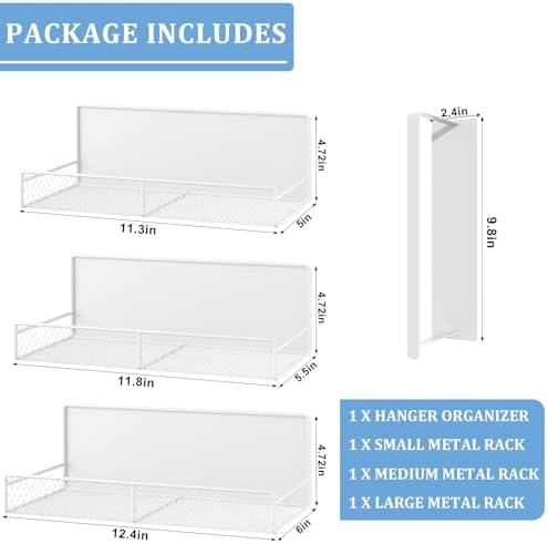 DTUQYX Magnetic Shelf for Washing Machine 4-Pack: Widen Magnetic Laundry Organizer (5"-6") with Hanger Organizer, Strong Magnet, Rust Proof, Heavy Duty Magnetic Spice Rack for Refrigerator (White) - Image 2
