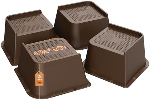MYMULIKE Bed Risers Heavy Duty, Oversized Furniture Risers, Support Up to 6000 Lbs, Lift 3 inch for Couch, Sofa, Table,Chair (Dark Brown 4 Pack, 3 inch) by MYMULIKEHOME
