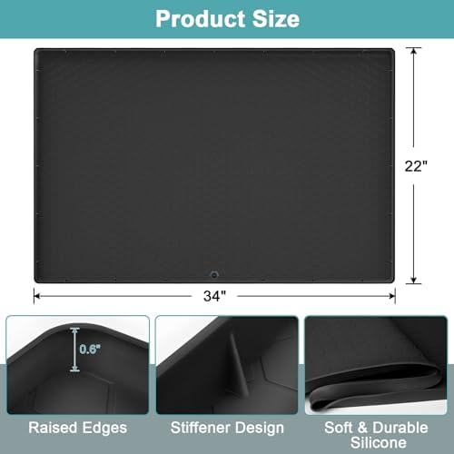 Under Sink Mats for Kitchen Waterproof, 34" x 22" Silicone Under Kitchen Sink Mats and Protectors for Cabinets, Under Sink Tray Organizer, Shelf Liners Cabinet Liner for Kitchen and Bathroom, Black - Image 2