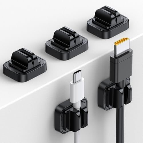 5Pack Cable Spring Holder Clips, Cord Organizer for Desk - Lamicall Adjustable Cord Wire Holder Keeper, Phone Charger Organizer Clips, Wire Cable Management for Nightstand Wall Car Office Desktop by Lamicall