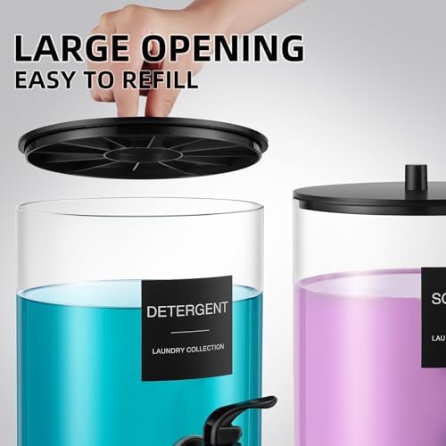 Glass Laundry Detergent Dispenser, 128 oz / 3.5L Fabric Softener Dispenser for Laundry Room Organization, Detergent Holder with Plastic Spigot (Black, 1 Pack) - Image 3