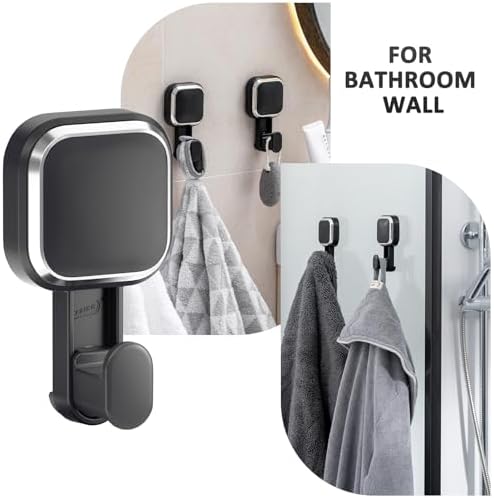 LEVERLOC 4 Pack Suction Cup Hook for Inside Shower, Towels & Looafhs, Black - Image 3