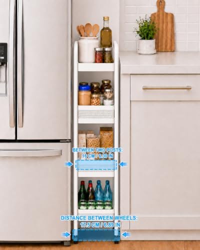 4 Tier Metal Slim Rolling Storage Cart Kitchen Bathroom Laundry Organizer - Image 3
