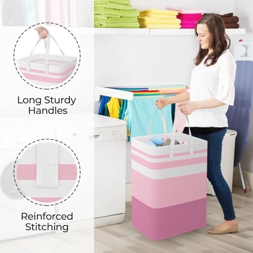 StorageRight Laundry Basket Hamper, 75L Collapsible Clothes Storage, Pink - Image 4