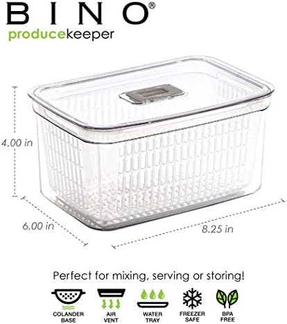 BINO | Produce Saver - 6.8 Cup/1.6L | Fridge Storage Containers for Fruits and Vegetables | Adjustable Air Vent, Removable Basket | BPA-Free Fridge Organizers - Image 2
