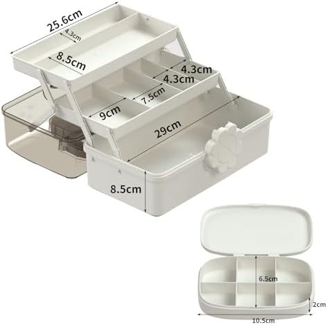 Covetree Hair Accessories Organizer with Handle, Lockable Three-Layer Multipurpose Art Supplies Storage Box and Plastic Jewelry Box, Sewing Organizer (White) - Image 3