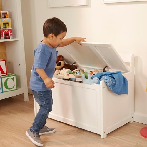 Melissa & Doug Wooden Toy Chest White Furniture Organizer - Image 2