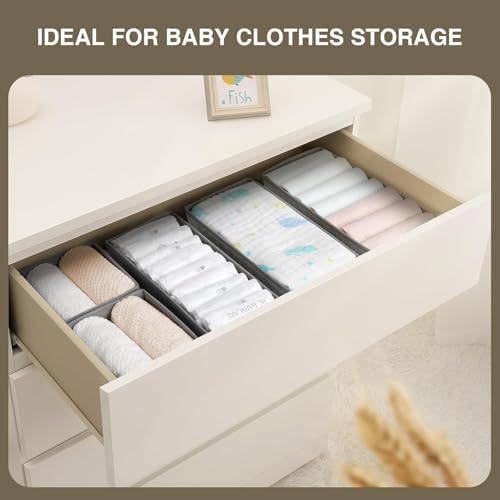 DIMJ Drawer Organizers, Set of 12 Clothes Drawer Organizer, Foldable Closet Drawer Organizer, Dresser Drawer Organizers Dividers for Baby Clothes, Socks, Belt, Tie (Black) - Image 3