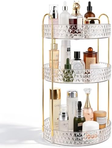Large Capacity Rotating Makeup Organizer Perfume Stand Holder, 3 Tier Clear by Anyoifax
