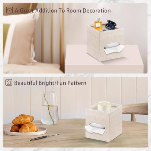 PU Leather Square Tissue Box Cover with Storage Tray,Modern Decorative Tissue Holder for Bathroom Vanity Night Stands, Office Desk,Stylish Tissue Holder for Home & Office Décor - Image 4