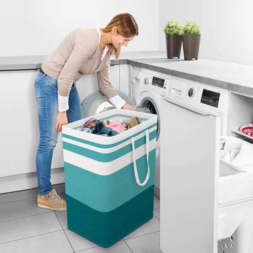 StorageRight Laundry Basket Hamper, 125L Collapsible Clothes Storage, Green - Image 6