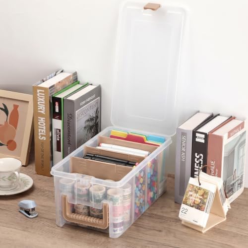 BTSKY Clear Plastic Dividing Storage Box with 4 Deep Compartment Sewing Box - Image 2