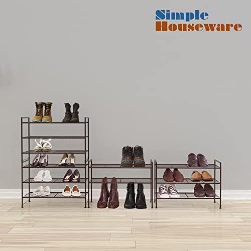 Simple Houseware 3-Tier Stackable Wired Grid Shoe Rack, Bronze - Image 5