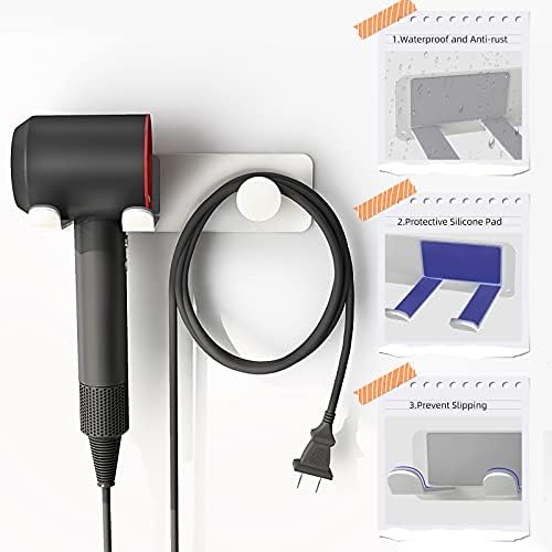 FLE Adhesive Hair Dryer Holder Blow Dryer Wall Mount Bathroom Rack White - Image 4