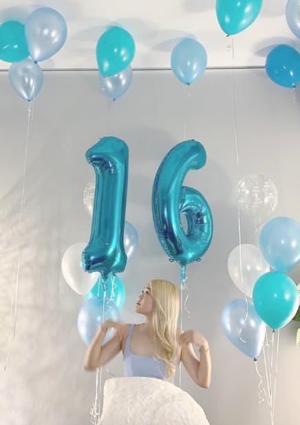 Pearl Blue 0 Number Balloon, Pearl Blue 40 Inch 0 Number Balloons, 0 Decorations for 10 20 30 40 50 60 70 80 90 100Birthday, Foil Giant Birthday Graduations Anniversary Party Balloons