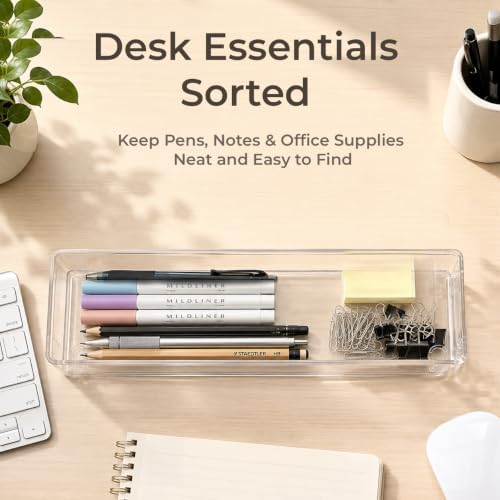 LotFancy 3 Pack Stackable Clear Plastic Drawer Organizer for Makeup, 12x3x2 - Image 5