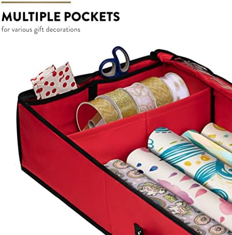 ZOBER Wrapping Paper Storage, Gift Wrapping Organizer Storage, Red/Black - Image 5