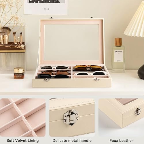 Frebeauty 8-Slot Sunglass Organizer,Sunglass Holder with Clear Lid - Image 5
