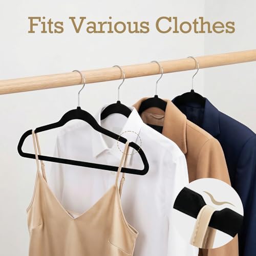 HOUSE DAY Black Velvet Hangers 60 Pack, Premium Non Slip Clothes Hangers - Image 4