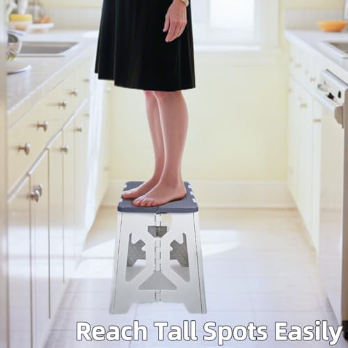 Foldable Step Stool (1 Pack), 12.9” Tall up to 300 lb Sturdy Plastic Folding Step Stool for Adults Kitchen Bathroom, Portable Small Stool Travel Foot Stool, Folding Stool for Home & Outdoor Use Gray - Image 7