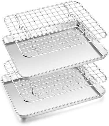 Homikit Toaster Oven Pan with Rack Set (2 Baking Sheet+2 Rack), 9 x 7 Inch by Homikit