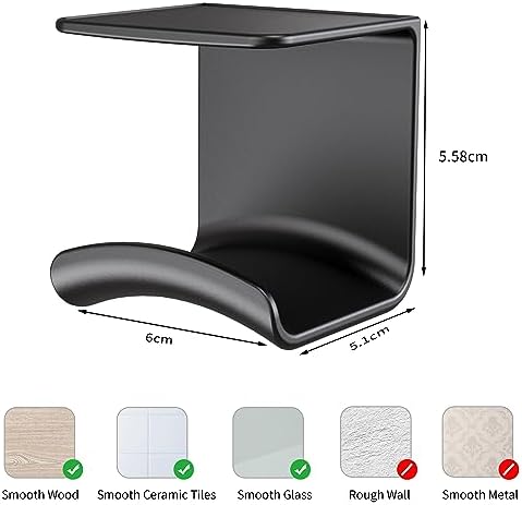 HomeMount Under Desk Headphone Hanger, Adhesive Hook, Black 2 Pack - Image 5