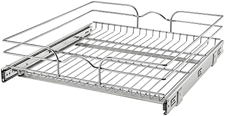 Rev-A-Shelf Steel Wire Pullout Drawer Organizer Shelf for Kitchen Cabinets, Slide Out Storage Basket, Min Opening Width of 20.5", 21" x 22", 5WB1-2122CR-1 by Rev-A-Shelf