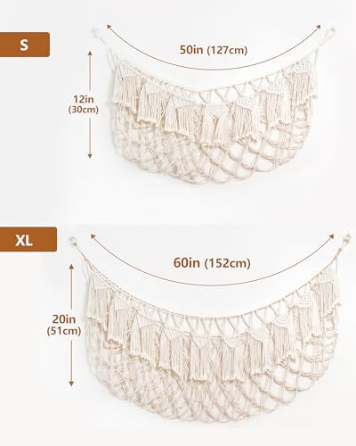 Boho Stuffed Animal Hammock, Falt Wall or Corner Hanging, White, L - Image 6