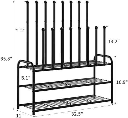 Kitsanery Shoe Rack, 100% Metal Boot Rack Organizer for Entryway, Closet & Garage, Free Standing Shoe Shelf for Storage Tall Boots, Sneakers, Cowboy Boots, Black (Large - 8 Pairs) - Image 2