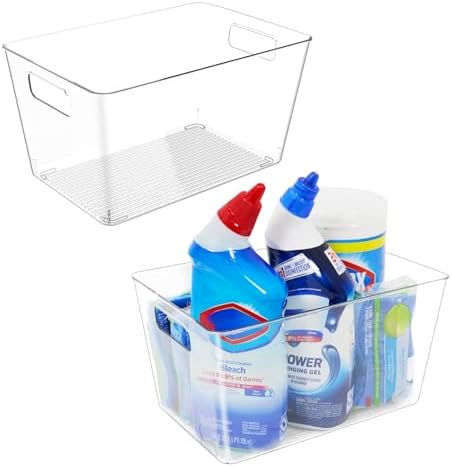 6 Pack Clear Plastic Storage Bins with Handles, 11" Pantry Organizers, BPA-Free - Image 7