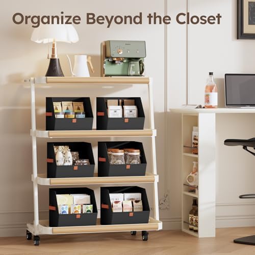 Homsorout Fabric Closet Storage Cubes - 6 Pack Square Storage Bins with Dual Handles for Clothes, Towels, Toys, Cube Storage Organizers for Bedroom, Nursery, Shelves, Closet, Small Spaces, Black - Image 6