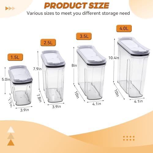 Food Dispenser Set, Airtight Food Storage Container with Lid 1.5L,2PCS BPA-FREE Plastic Pantry Organization Canisters for Nuts Quinoa Coffee and More Dry Food in Kitchen - Image 7