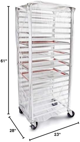 New Star Foodservice Commercial-Grade Clear Plastic Sheet Pan/Bun Pan Rack Cover, 20-Tier, 28" L x 23" W x 61" H - Image 6
