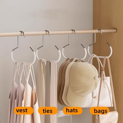 10 Pack Hat Hangers for Closet - Nonslip Space Saving Steel Hat Rack for Baseball Caps, Versatile Hanger Holder for Belts, Vest, Ties and Scarves (White) - Image 5