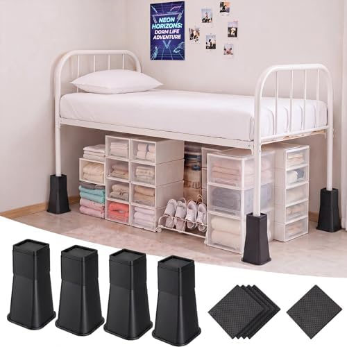 Novabright 12 Inch 4 Pack College Dorm Bed Risers,Black by Unknown