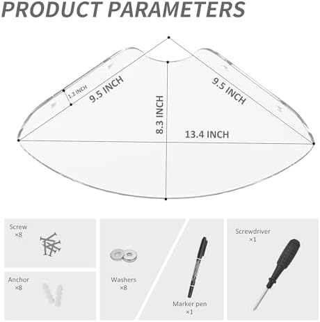 Sezanrpt 9.5x9.5 Inch Acrylic Corner Floating Shelf Set of 2, Clear Corner Wall Shelf for Home Décor, Speakers, Security Cameras, Toileries, Plants, Figures, Cosmetics, Books (Pack of 2) - Image 3