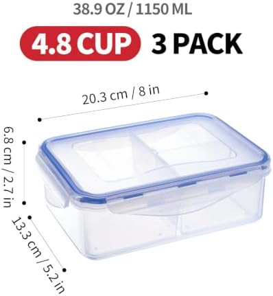 KIGI Food Storage Containers for Meal Prep & Lunch, 4.7 Cup 3 Pack 12-Piece - Image 2