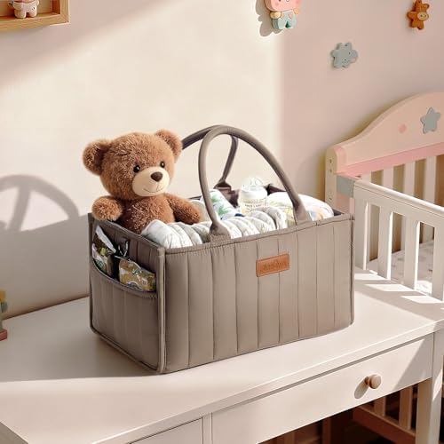 Baby Diaper Caddy Organizer, Portable Nursery Storage Basket - Image 4