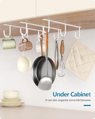 3 Pack Mug Hooks Under Cabinet with 9 Hooks for Displaying Mugs, White - Image 7