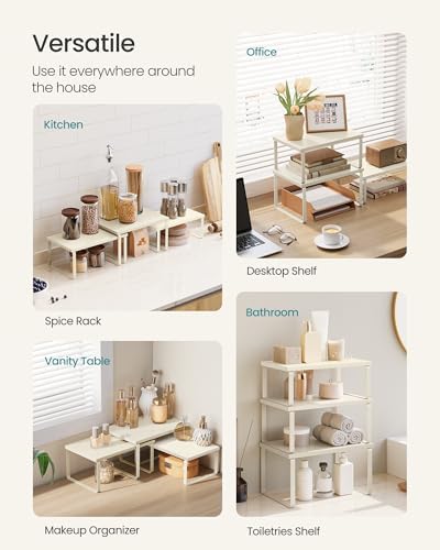 SONGMICS Set of 3 Cabinet Organizer Shelf, Stackable, Steel, Particleboard - Image 4