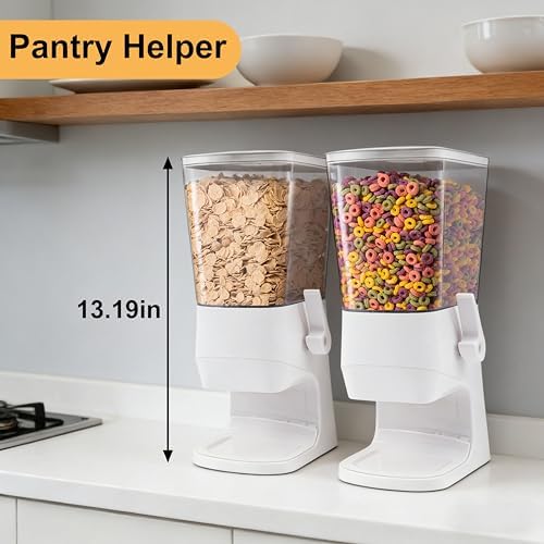 Cereal Dispenser Countertop, Cereal Containers Storage Snack Dispenser for Pantry, 3.2L Dry Food Dispenser for Grains, Nuts, Snack,Oatmeal, Pet food, White, 1Pc - Image 4