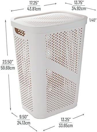 Mind Reader 60L Slim Laundry Hampers, Geometric Cutouts, Set of 2, Ivory - Image 3