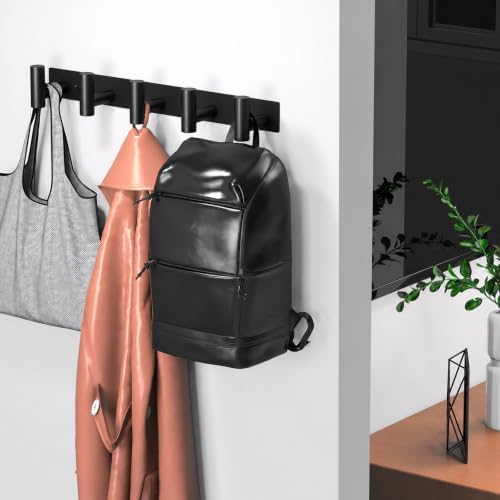Coat Rack Wall Mounted with 5 Hooks,Heavy Duty Stainless Steel Wall Hooks for Towel Coat Bag, Hat Rack Coat Hanger Coat Hooks Towel Racks for Bathroom Entryway Kitchen Hotel (Black, 2 Packs) - Image 4