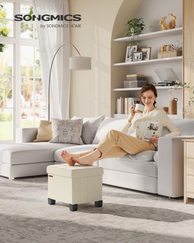 SONGMICS Storage Ottoman, Small Foot Rest, 15.7 x 12.6 x 13.2 Inches - Image 2