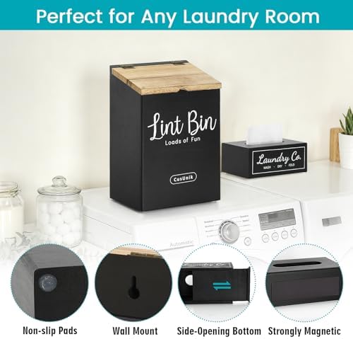 Magnetic Lint Bin and Dryer Sheet Holder Set for Laundry Room Organization - Image 3