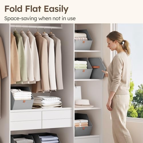 Homsorout Fabric Closet Storage Cubes - 8 Pack Square Storage Bins with Dual Handles for Clothes, Towels, Toys, Cube Storage Organizers for Bedroom, Nursery, Shelves, Closet, Small Spaces, Grey - Image 5