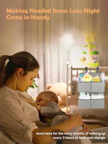 Hanging Diaper Organizer for Crib/Playard/Bassinet/Playpen – Hold 80+ Diapers - Changing Table Diaper Holder - Hanging Diaper Storage Stacker Nursery Caddy Organizer for Newborns (Silver-gray) - Image 7