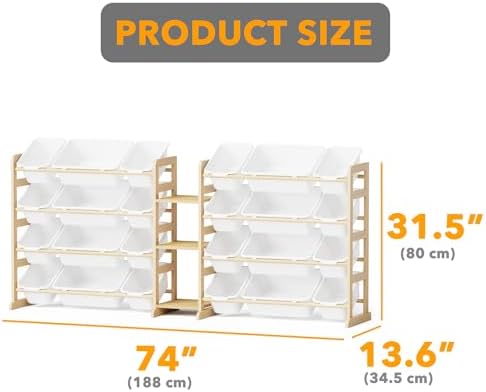 SpaceAid Large Toy Storage Organizer with 24 Bins and 3 Shelves, Toy Organizers Storage Bookshelf, Kids Bin Shelf Box Bookcase for Bedroom Playroom Organization Room Decor, White - Image 2