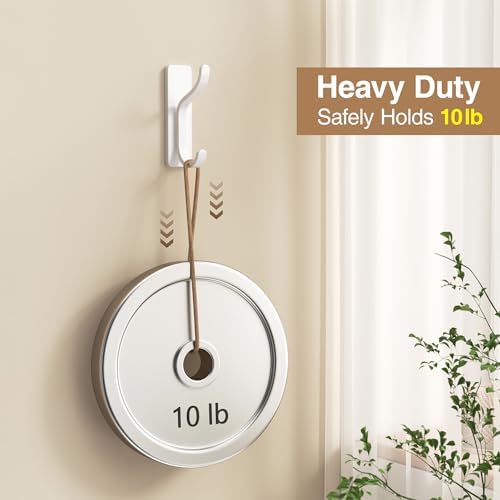 Adhesive Wall Hooks for Towel/Coat,13Lb Strong Stick-On Hooks, White 4 Pack - Image 4
